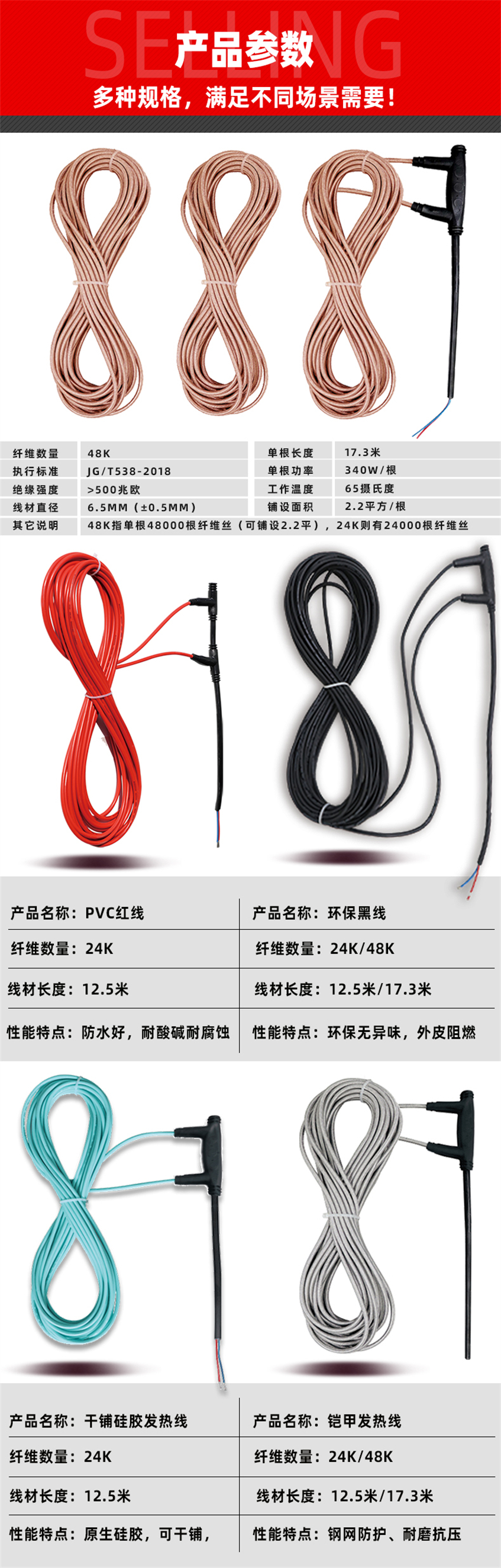 48K-黃金鎧甲石墨烯電地暖發(fā)熱線(xiàn)